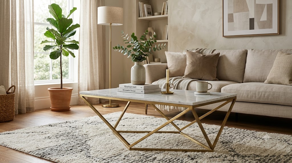 Geometric Brass Coffee Table Centerpiece